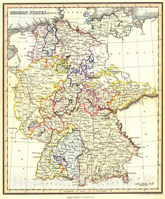 Historic Map : 1850 German States : Vintage Wall Art