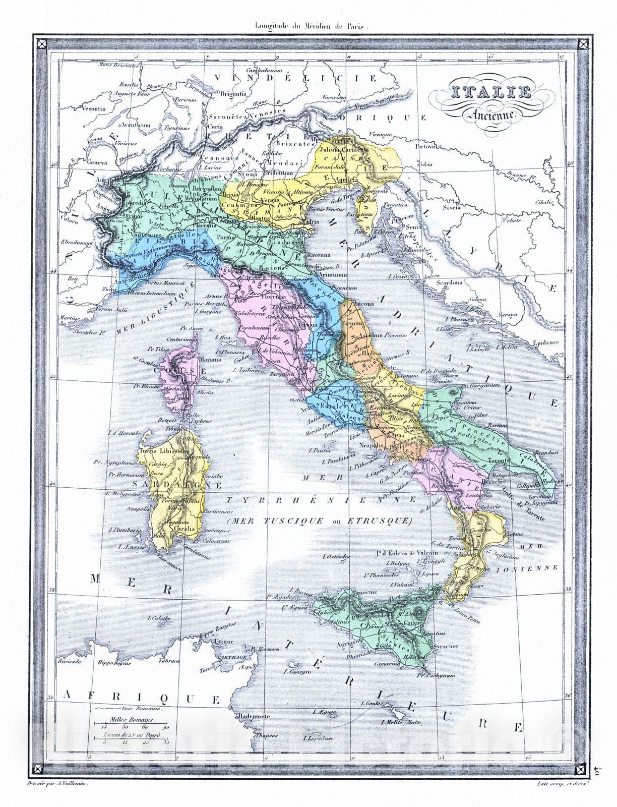 Historic Map : 1850 Italie Ancienne : Vintage Wall Art