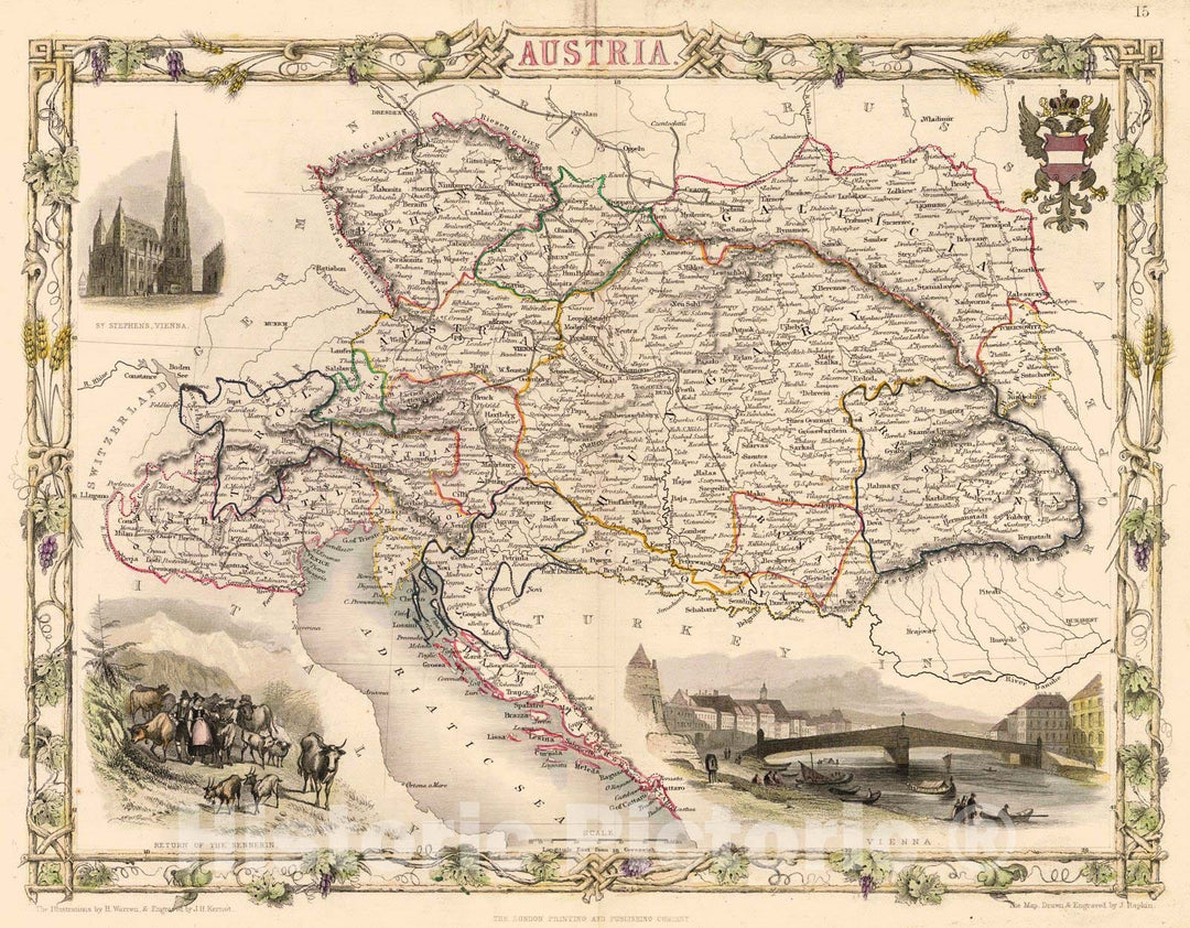 Historic Map : 1850 Austria : Vintage Wall Art