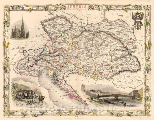 Historic Map : 1850 Austria : Vintage Wall Art