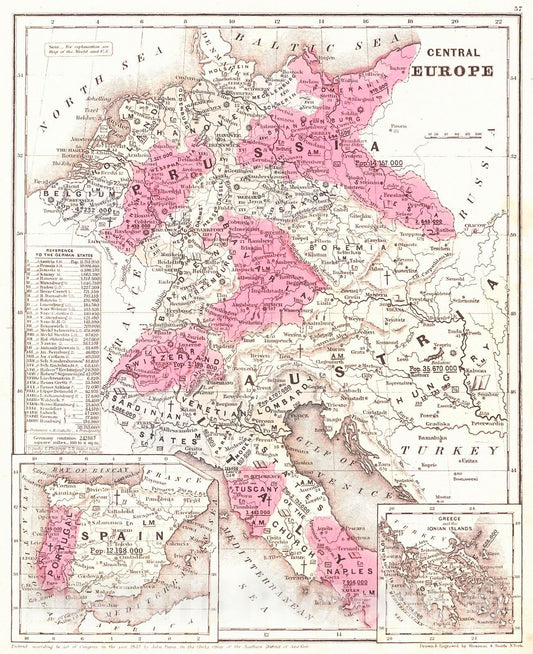 Historic Map : 1850 Central Europe : Vintage Wall Art