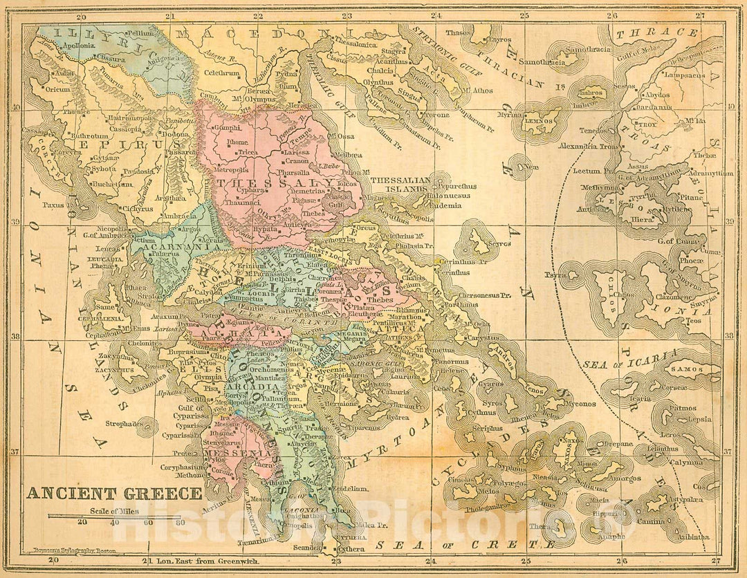 Historic Map : 1855 Ancient Greece : Vintage Wall Art