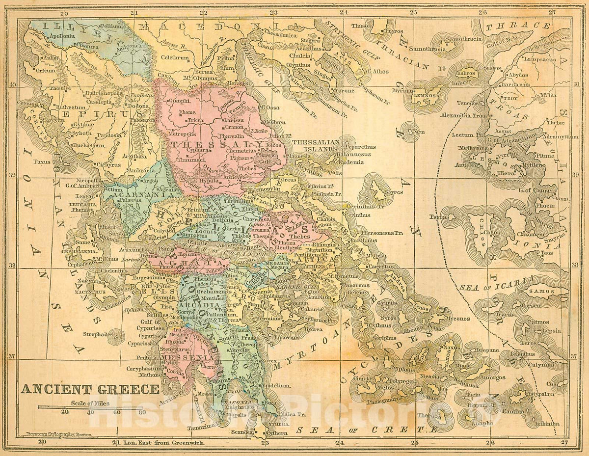 Historic Map : 1855 Ancient Greece : Vintage Wall Art
