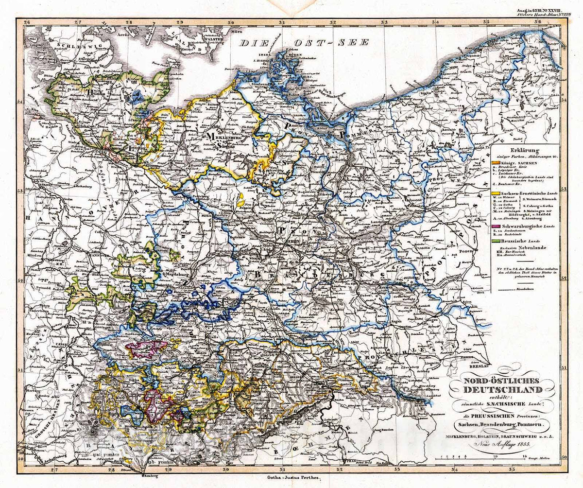 Historic Map : 1856 Nord-Ostliches Deutshland : Vintage Wall Art