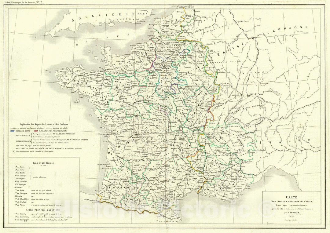 Historic Map : 1856 Carte Pour Servir a L'Histoire de France depuis 1093 : Vintage Wall Art