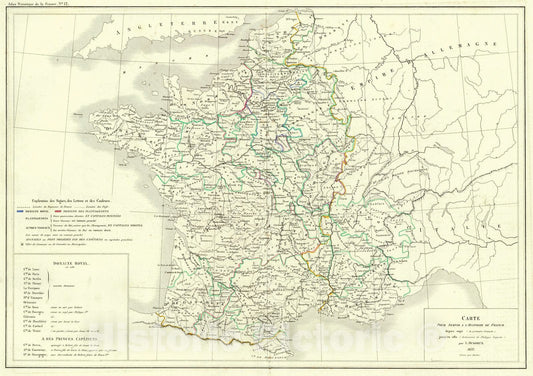 Historic Map : 1856 Carte Pour Servir a L'Histoire de France depuis 1093 : Vintage Wall Art
