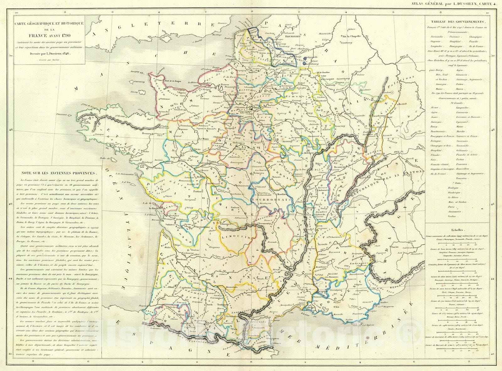 Historic Map : 1856 Carte Geographique et Historique de la France avant 1790 : Vintage Wall Art