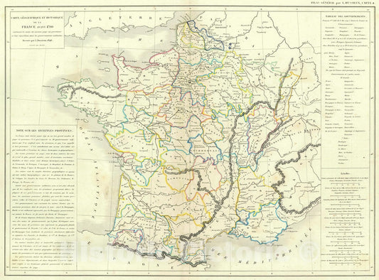 Historic Map : 1856 Carte Geographique et Historique de la France avant 1790 : Vintage Wall Art