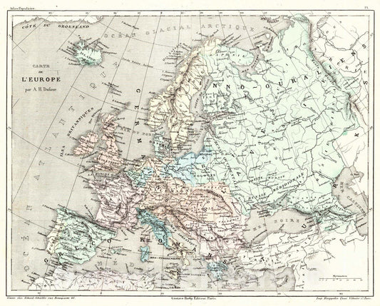 Historic Map : 1856 Carte de L'Europe : Vintage Wall Art