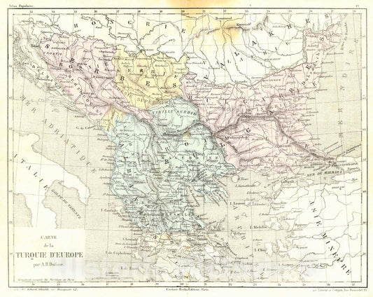 Historic Map : 1856 Carte de la Turouie D'Europe : Vintage Wall Art