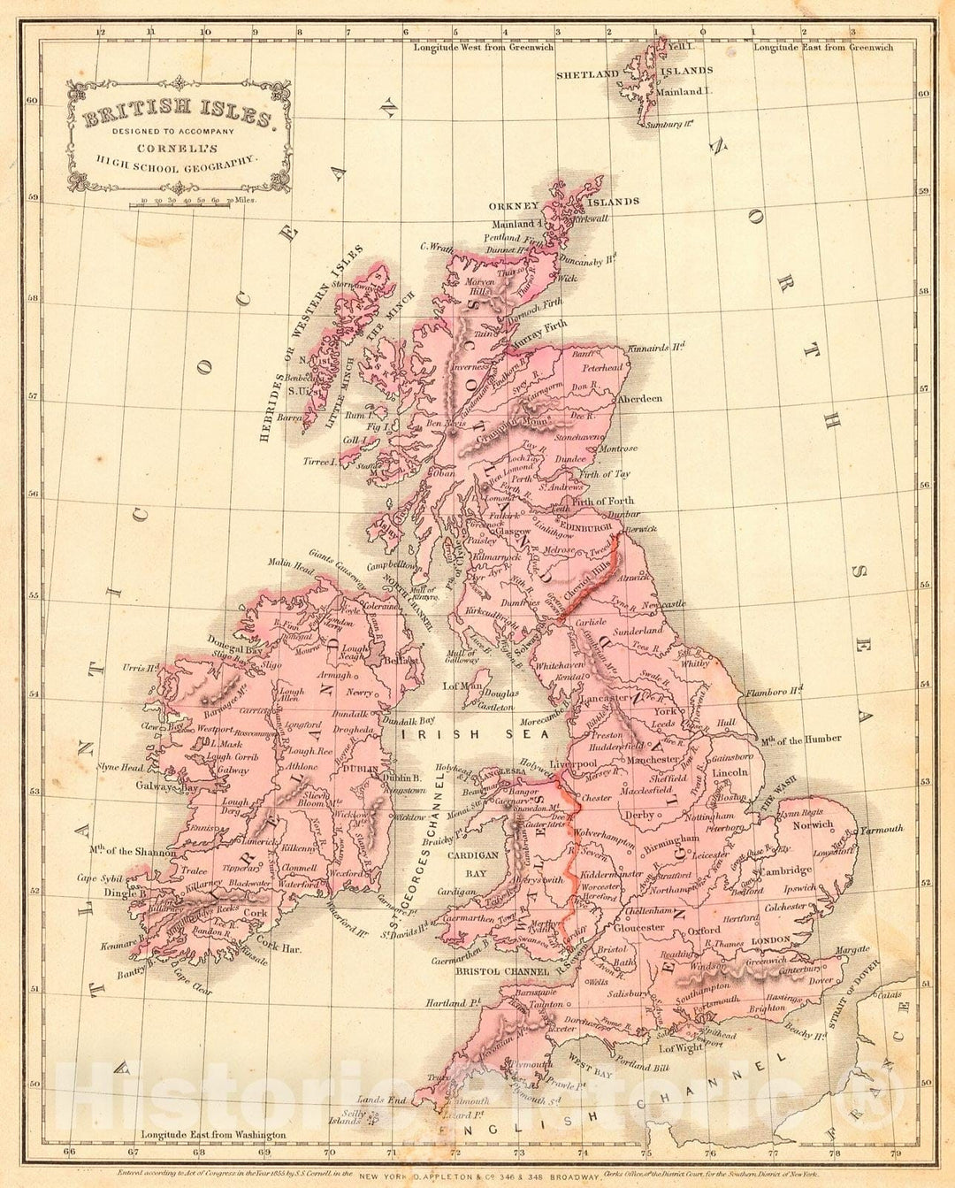 Historic Map : 1857 British Isles : Vintage Wall Art