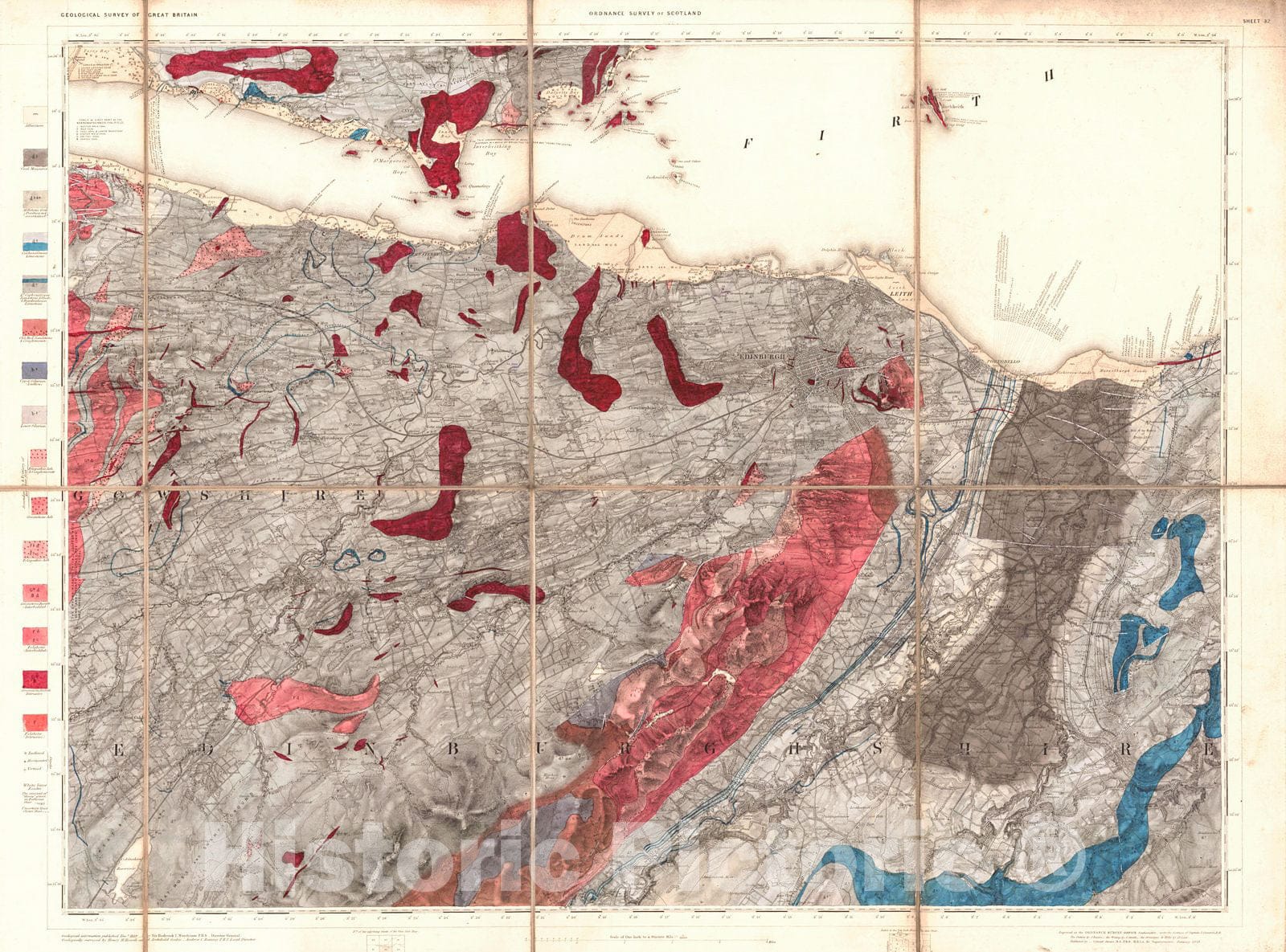 Historic Map : 1858 Ordnance Survey of Scotland - Environs of Edinburgh : Vintage Wall Art