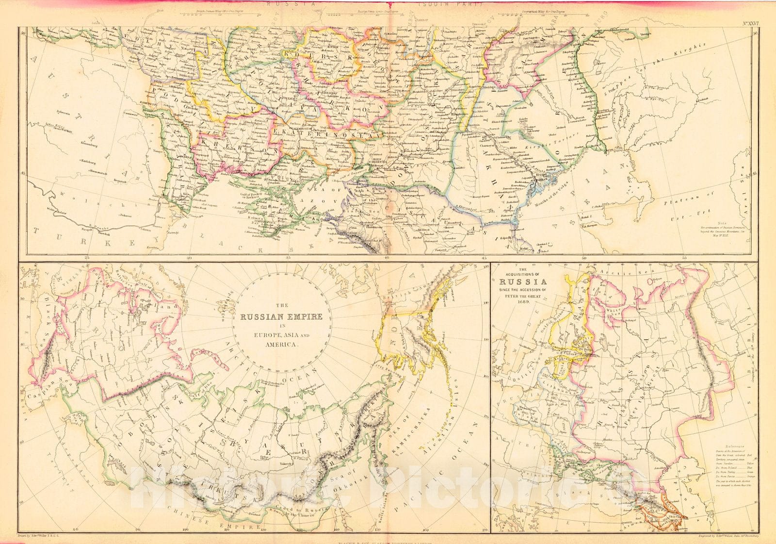 Historic Map : 1860 The Russian Empire and The Acquisitions of Russia since the accession of Peter the Great : Vintage Wall Art