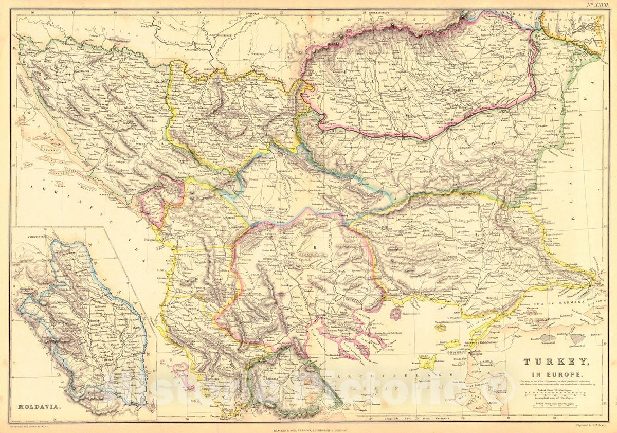 Historic Map : 1860 Turkey in Europe : Vintage Wall Art