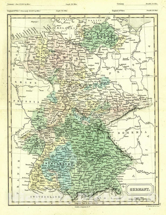 Historic Map : 1861 Germany : Vintage Wall Art