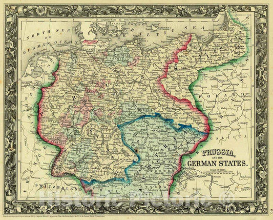 Historic Map : 1861 Prussia and the German States : Vintage Wall Art