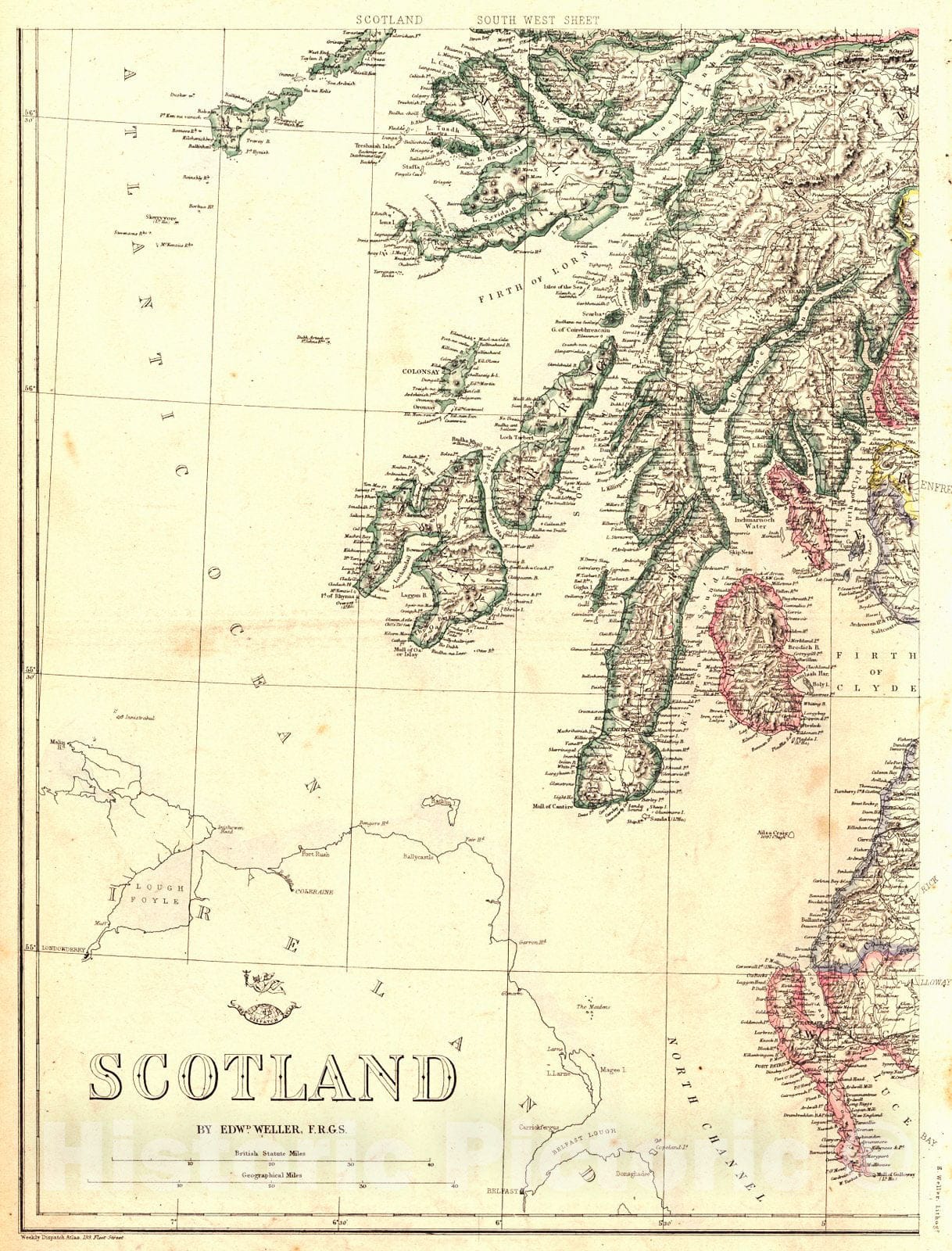 Historic Map : 1862 The Environs of Glasgow : Vintage Wall Art