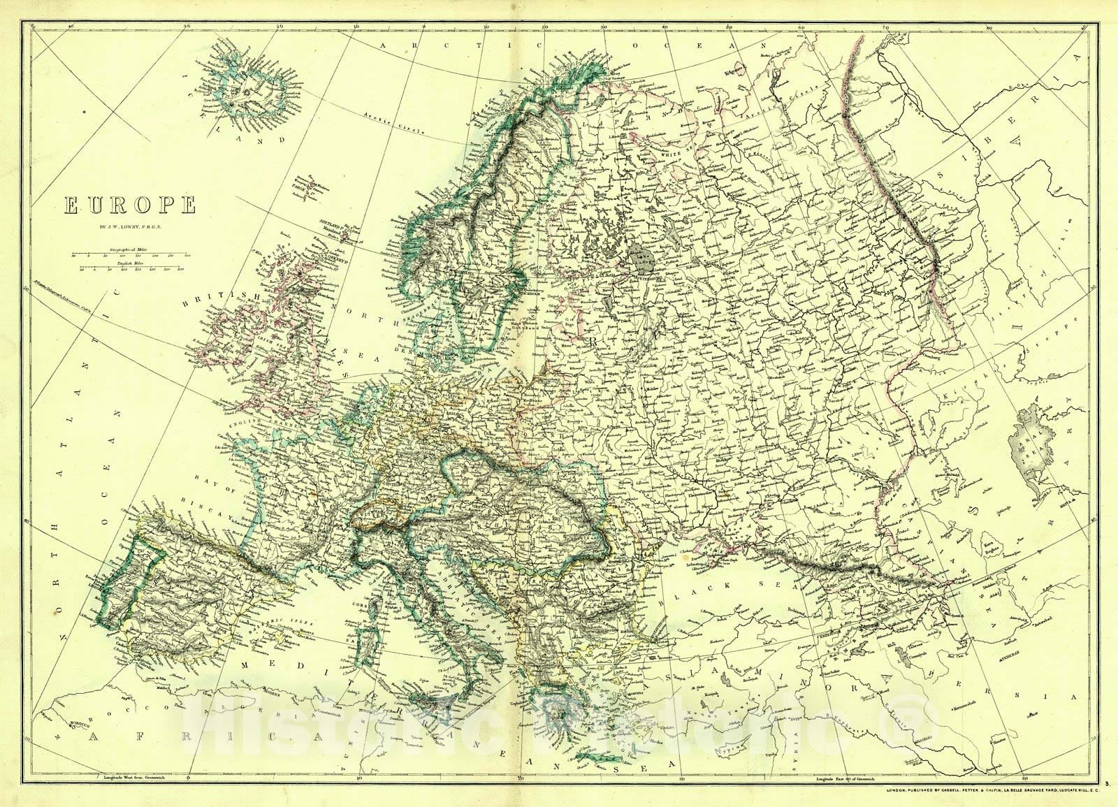 Historic Map : 1862 Europe : Vintage Wall Art