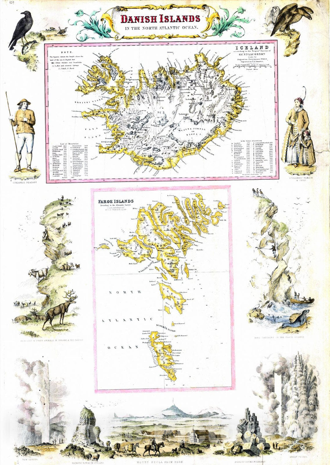 Historic Map : 1864 Danish Islands on the North Atlantic Ocean : Vintage Wall Art
