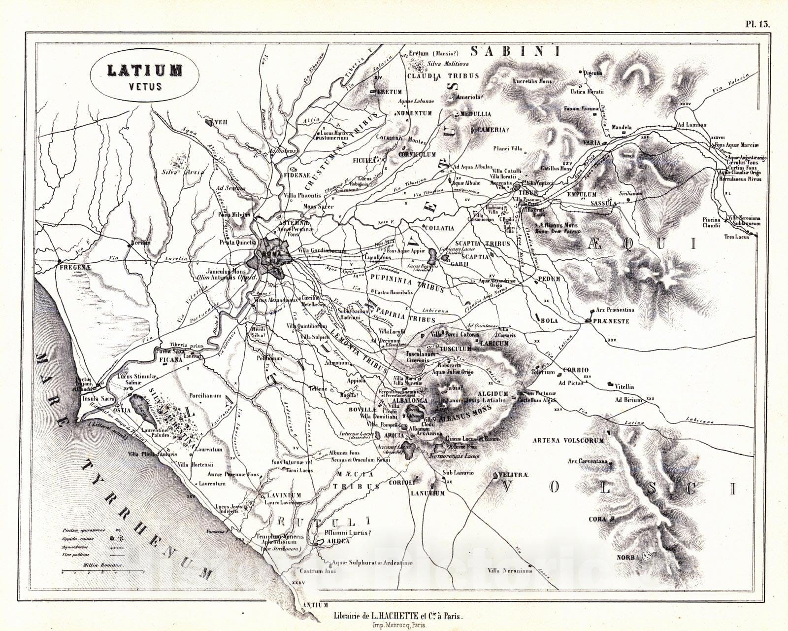 Historic Map : 1865 Latium Vetus : Vintage Wall Art