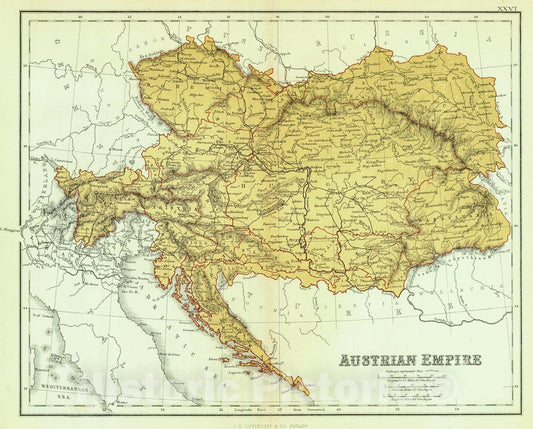 Historic Map : 1869 Austrian Empire : Vintage Wall Art