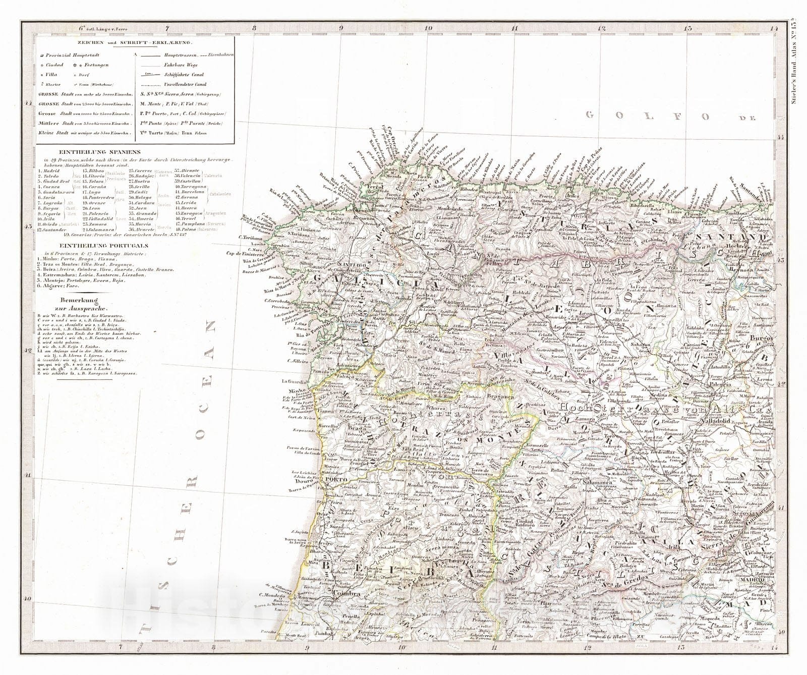 Historic Map : 1870 Spanien und Portugal in IV Blattern : Vintage Wall Art