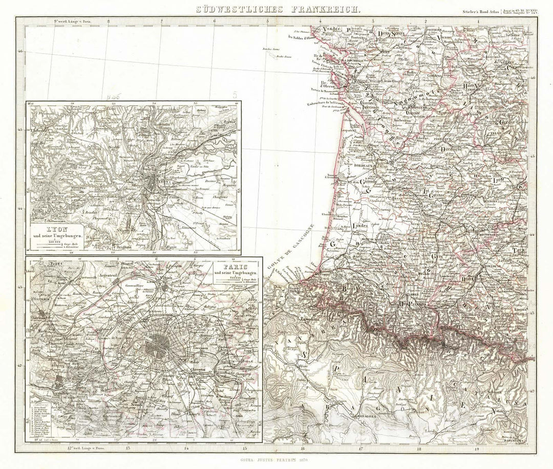 Historic Map : 1872 Carte De France par D&eacute;partements : Vintage Wall Art