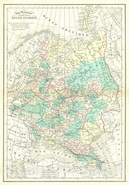 Historic Map : 1872 Geographic Moderne Russie D'Europe : Vintage Wall Art