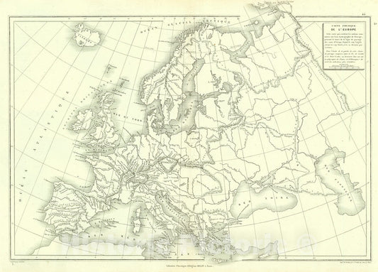 Historic Map : 1873 Carte Physique De L'Europe : Vintage Wall Art