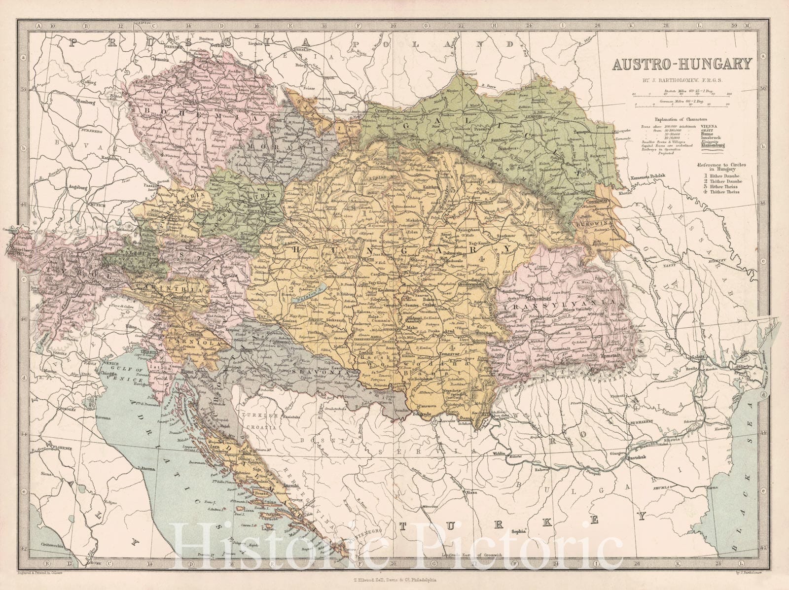 Historic Map : 1881 Austro-Hungary : Vintage Wall Art