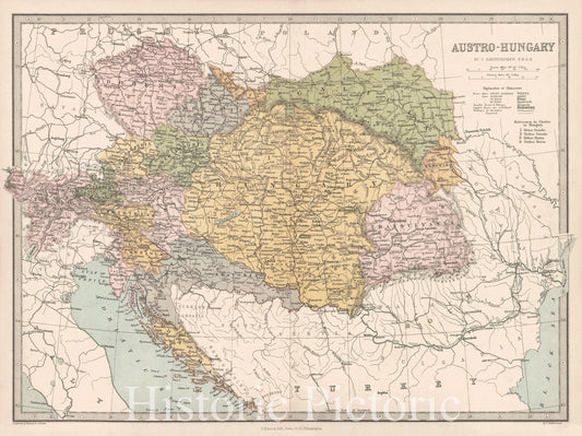 Historic Map : 1881 Austro-Hungary : Vintage Wall Art
