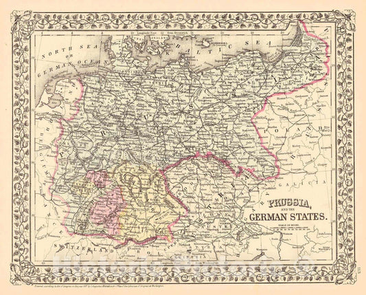 Historic Map : 1881 Prussia, and the German States : Vintage Wall Art