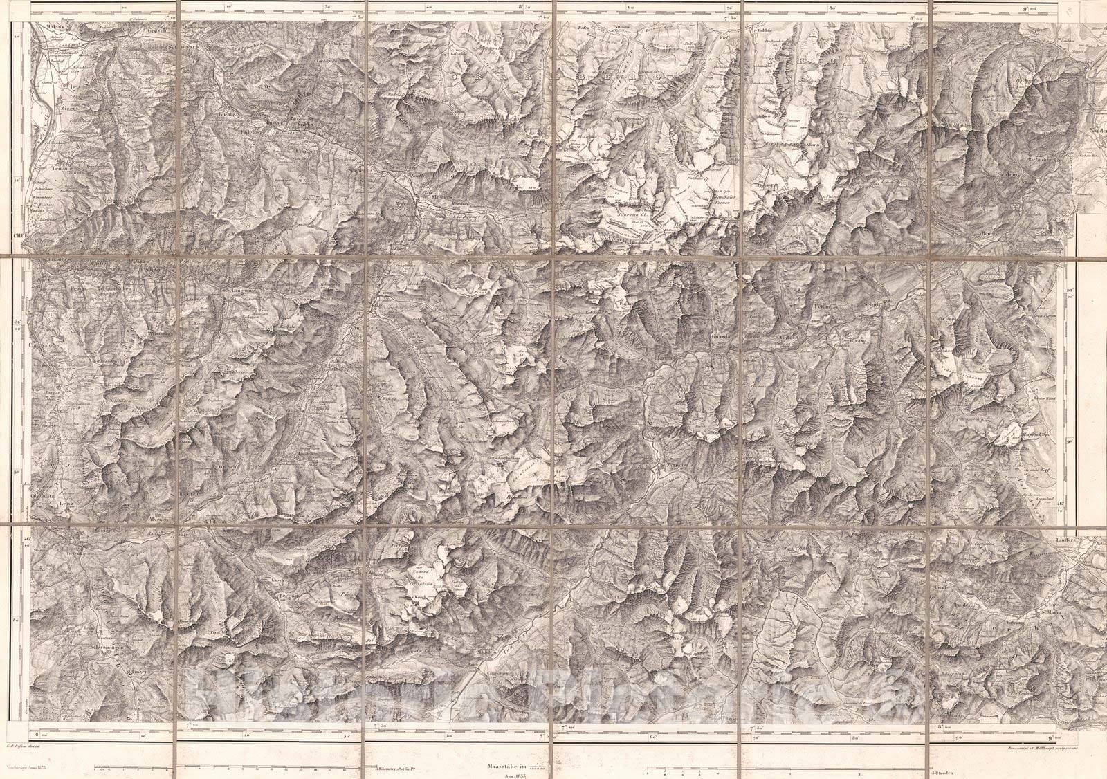 Historic Map : 1884 Topographische Karte der Schweiz : Vintage Wall Art