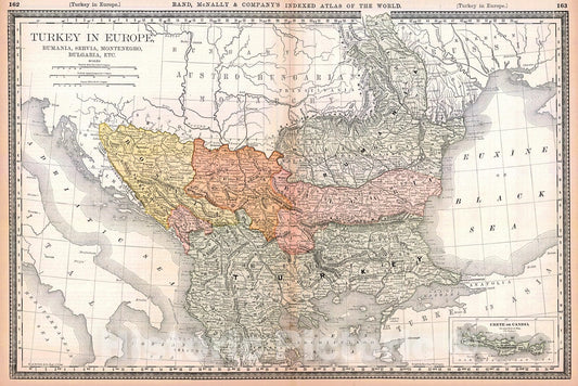 Historic Map : 1884 Turkey in Europe : Vintage Wall Art
