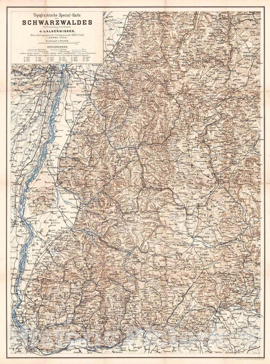 Historic Map : 1888 Topographische Special-Karte Des Schwartzwaldes : Vintage Wall Art