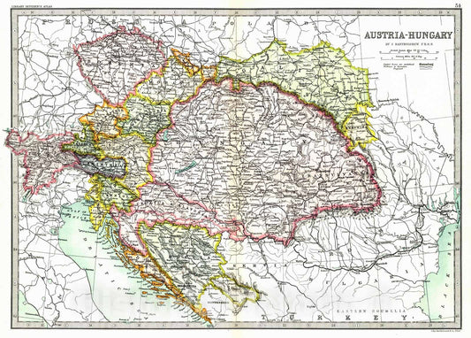 Historic Map : 1890 Austria-Hungary : Vintage Wall Art