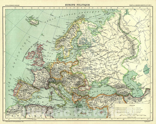Historic Map : 1890 Europe Politique : Vintage Wall Art