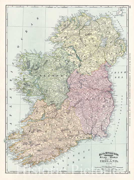 Historic Map : 1892 Map of Ireland : Vintage Wall Art