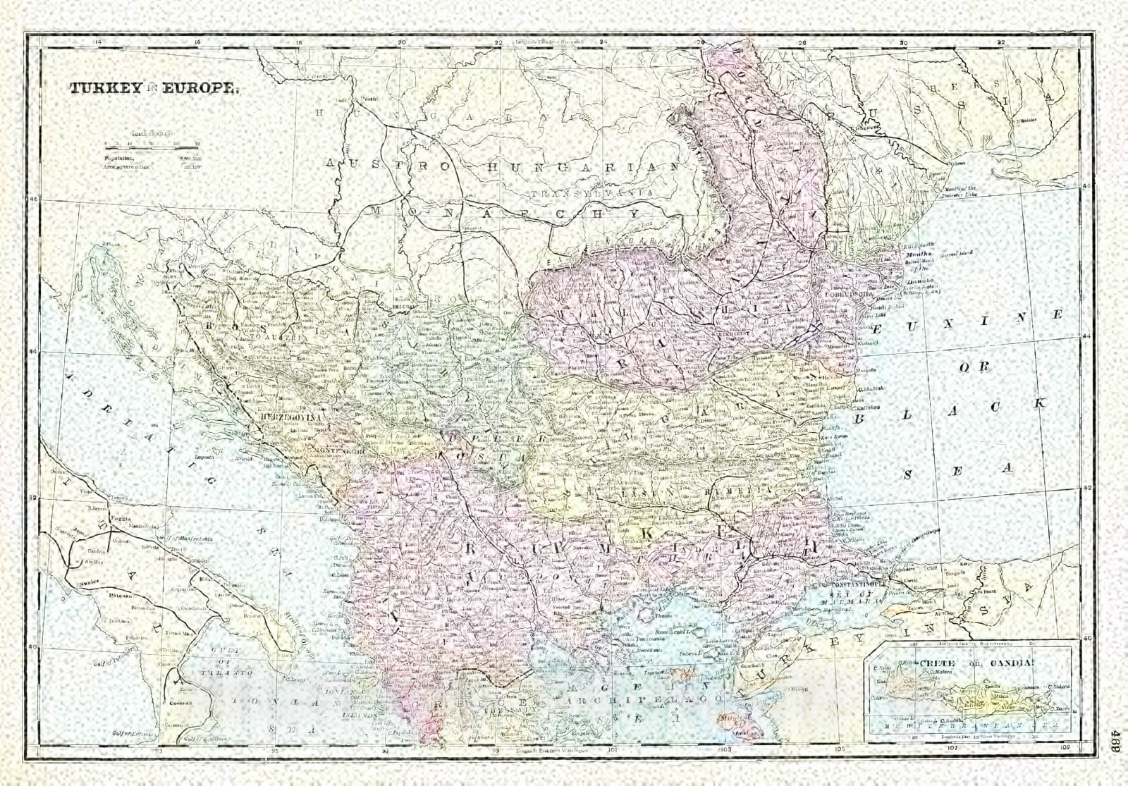 Historic Map : 1895 Turkey in Europe : Vintage Wall Art