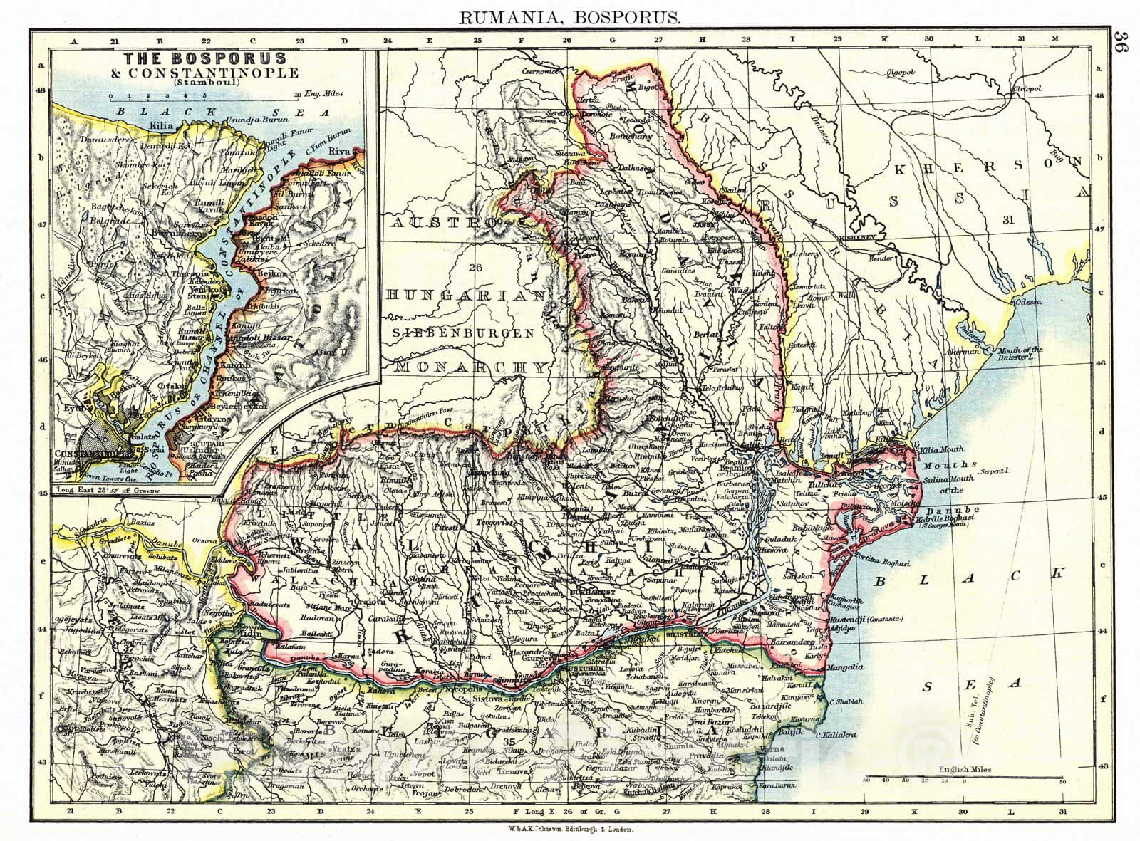 Historic Map : 1897 Rumania, Bosporus : Vintage Wall Art