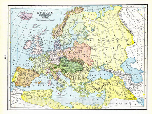 Historic Map : 1898 Map of Europe from the Thirty Years War to the French Revolution : Vintage Wall Art