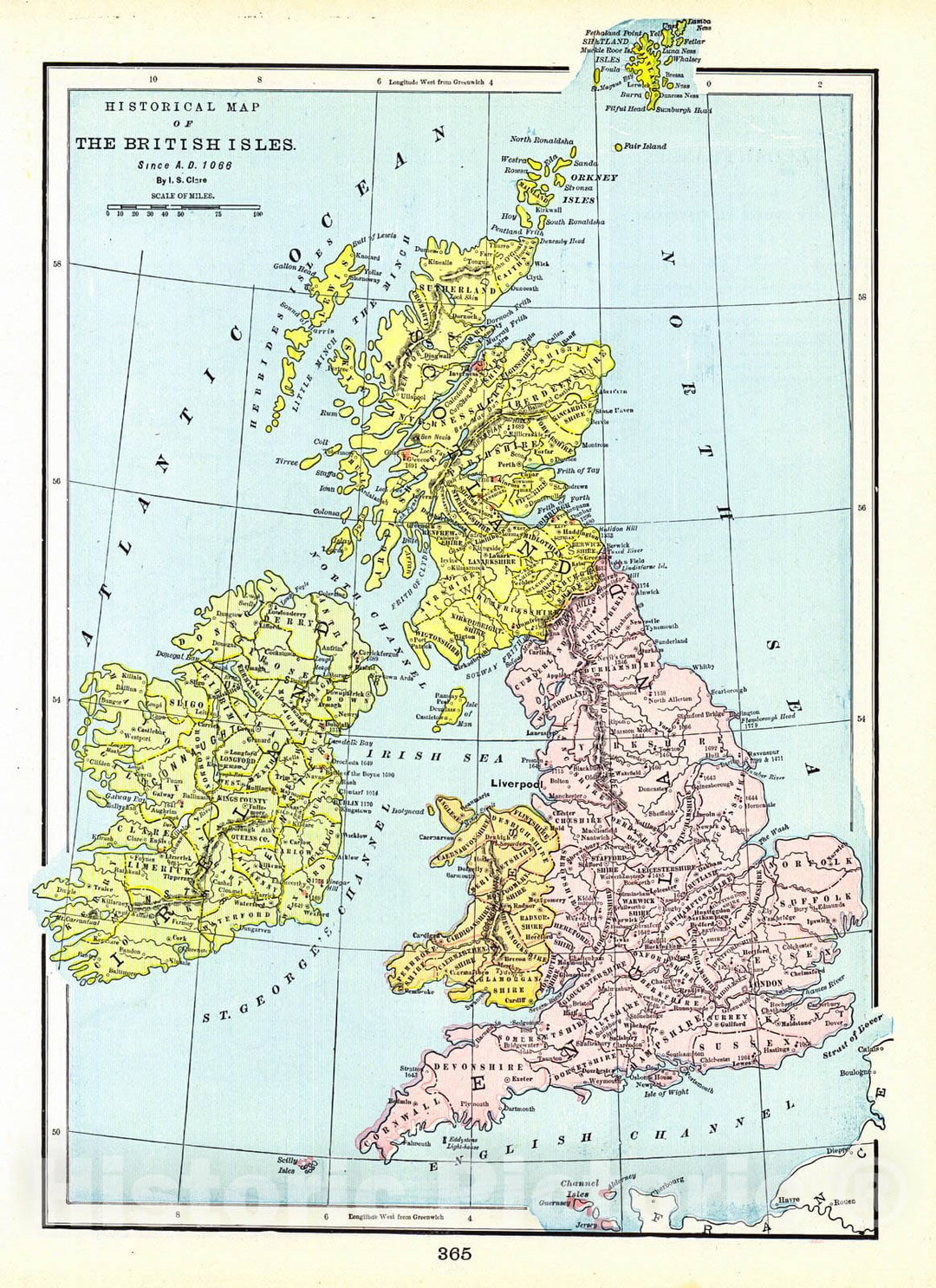 Historic Map : 1898 Historical Map of the British Isles since A.D. 1066 : Vintage Wall Art