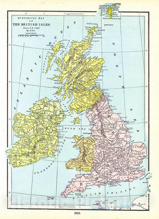 Historic Map : 1898 Historical Map of the British Isles since A.D. 1066 : Vintage Wall Art