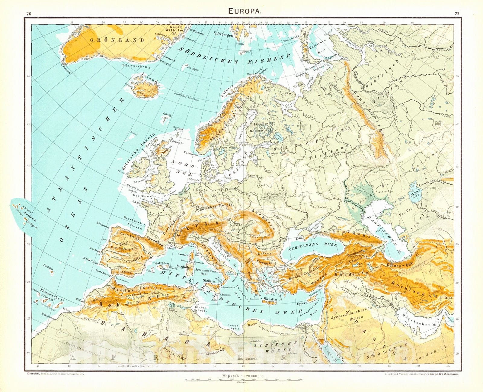 Historic Map : 1898 Europa : Vintage Wall Art