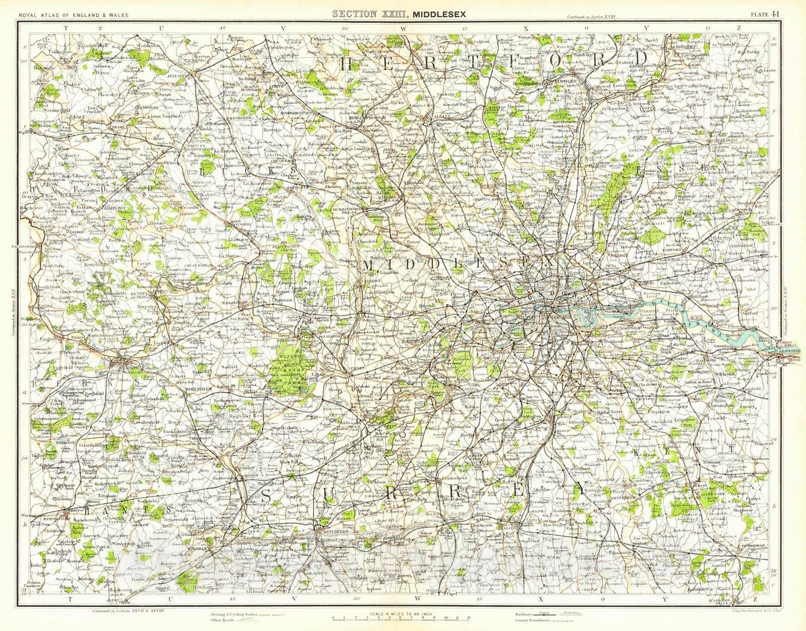Historic Map : 1898 Middlesex : Vintage Wall Art