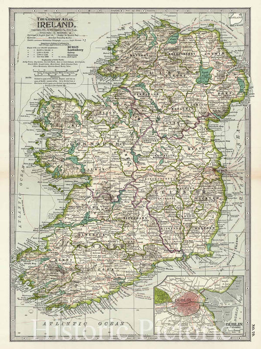 Historic Map : 1899 Ireland : Vintage Wall Art