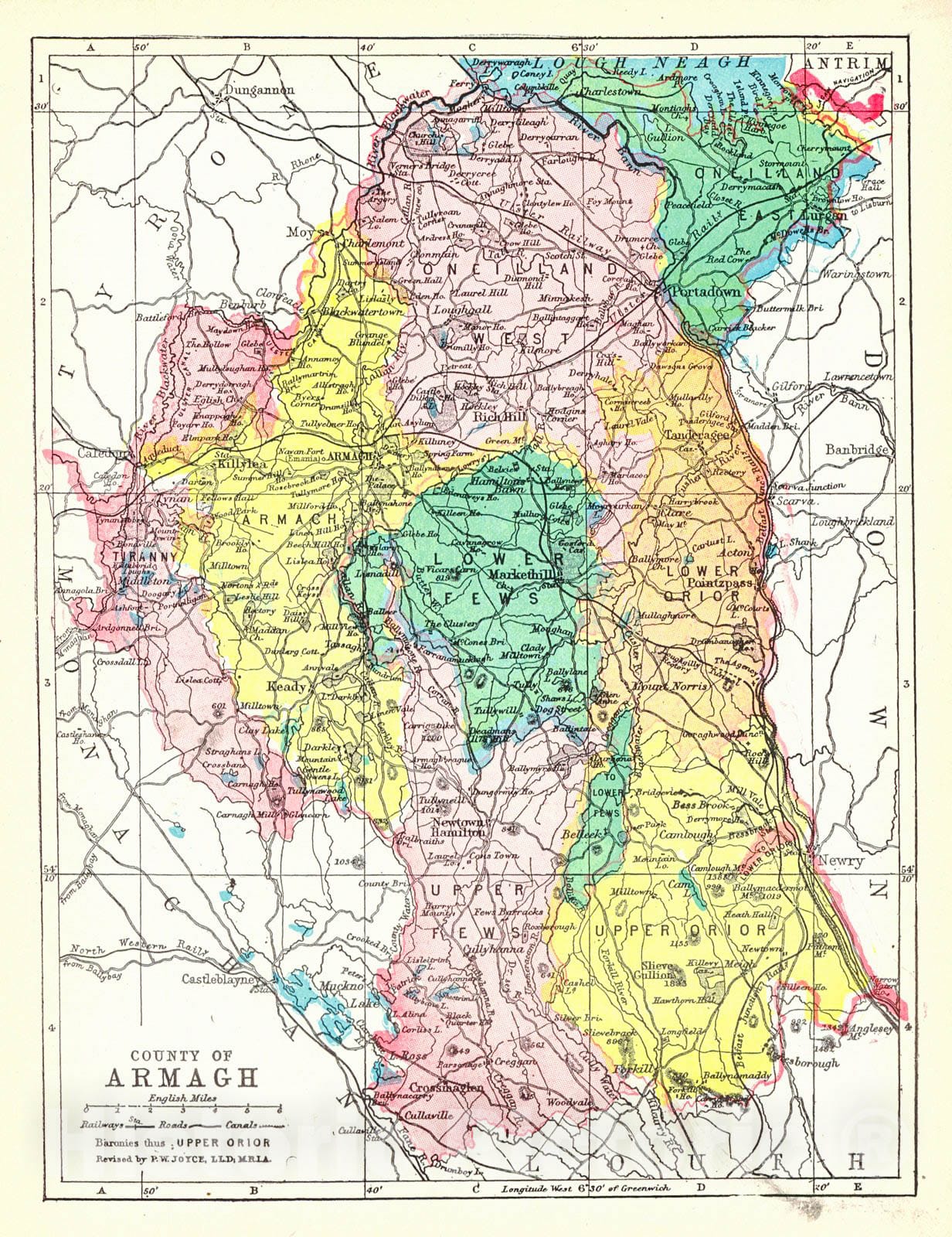 Historic Map : 1900 County of Armagh : Vintage Wall Art