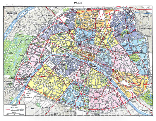 Historic Map : 1901 Paris : Vintage Wall Art