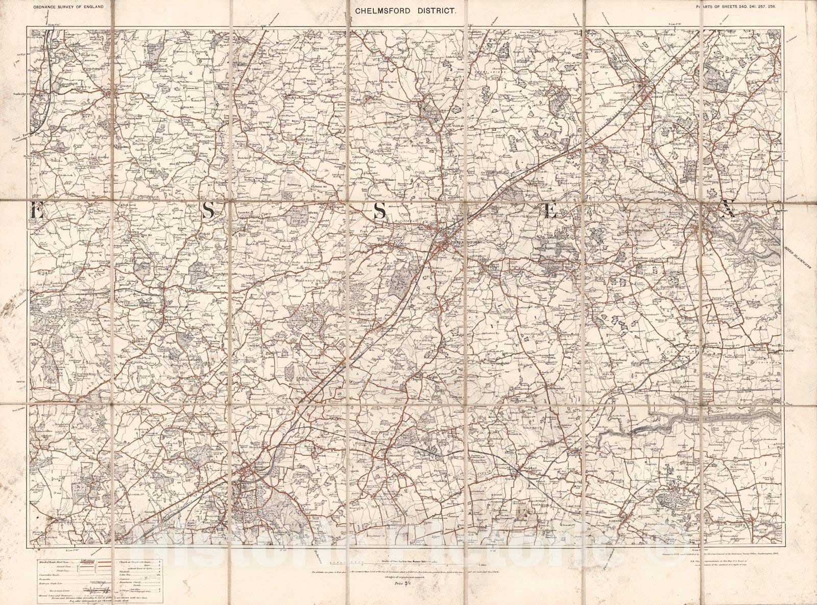 Historic Map : 1903 Chelmsford District : Vintage Wall Art
