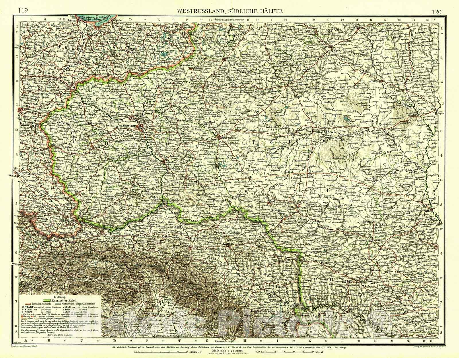 Historic Map : 1904 Westrussland, S&uuml;dliche H&auml;lfte : Vintage Wall Art